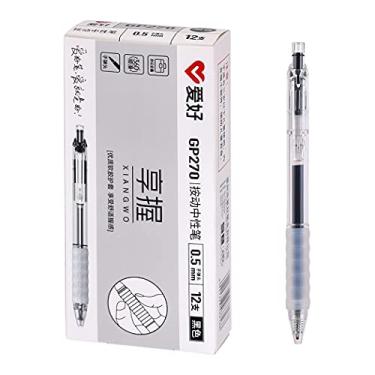 Imagem de czxwyst GP270 Canetas de tinta gel recarregáveis e retráteis com aderência macia grande capacidade 0,5 mm ponta fina pacote com 12 (Preto)