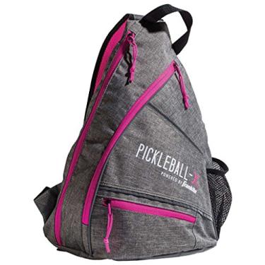 Imagem de Franklin Sports Bolsa Pickleball – Mochila masculina e feminina – Bolsa tiracolo ajustável – Bolsa oficial dos Campeonatos Abertos dos EUA – Cinza/Rosa