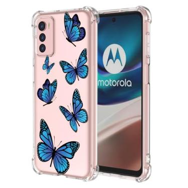 Imagem de KOARWVC Capa para Moto G42, Motorola G42 XT2233-2 Capa macia TPU com absorção de choque fina com padrão de borboleta protetora para Motorola Moto G42 borboleta azul