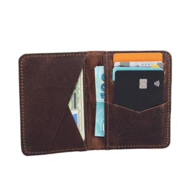 Imagem de Carteira Porta Cartão Slim Masculino em Couro Cnh Nota Cartão - Pampas