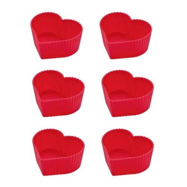 Imagem de Kit 6un forma coração cupcake bolinho muffin silicone - YAZI