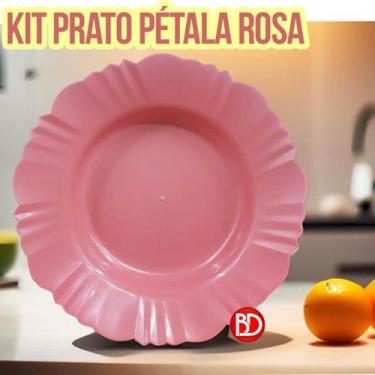 Imagem de Kit 10 Pratos  Fundo Plástico  Pétala Branco - Buteco e Decor, Rosa sa