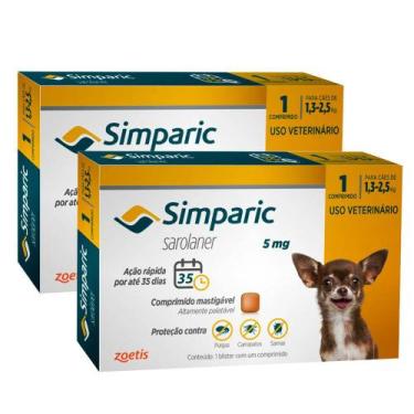 Imagem de Kit 2 Simparic 5mg para Cães de 1,3 a 2,5kg com 1 Comprimido Mastigáve