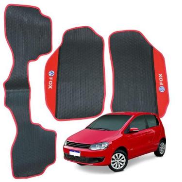 Imagem de Tapete para Fox 2003 a 2014 Preto com Detalhe Vermelho 3 Peças Jogo Ta