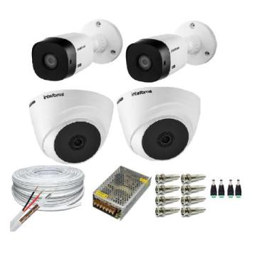 Imagem de Kit 4 Câmeras Segurança VHC Hd 720P Intelbras + cabos conectores S/Hd 