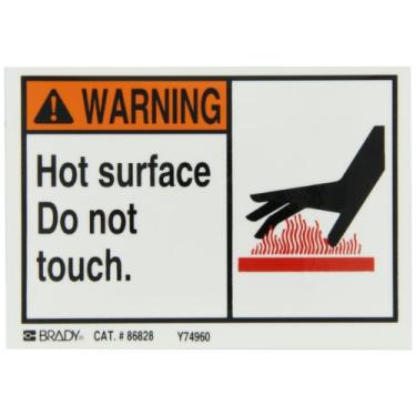 Imagem de Brady 86828 12,7 cm de largura x 8 cm de altura, B-302 poliéster de alto desempenho, preto, vermelho e laranja em branco, etiquetas de máquinas e equipamentos, cabeçalho "Aviso", legenda "Superfície