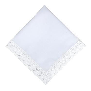 Imagem de EHouseHome Guardanapos de Pano de Jantar com Acabamento Em Renda Branca, À Prova D'Água, À Prova de Derramamento, Guardanapos de Tecido de Linho Sintético, Conjunto de 12, 18 X 18", Branco