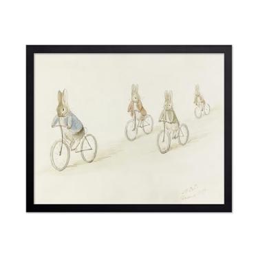 Imagem de Poster Master Pôster vintage Bunny and Friends on Bicycles - Impressão de coelho - Arte de coelho - Arte de bicicleta - Arte em aquarela - Arte de livro de histórias - Arte infantil - Decoração de