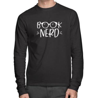 Imagem de Camiseta Algodão Book Nerd Manga Longa - Foca na Moda, Preto, GGG