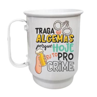 Imagem de Caneca Alumínio 500ml Traga as algemas porque hoje eu tô - LARANJA E M