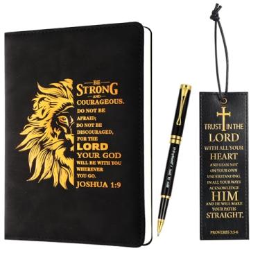 Imagem de SAIWEILAI ONLINE 3 peças de presentes cristãos versículo bíblico inspirador caderno bíblico versículo bíblico marcador de livro Trust in The Lord para mulheres homens escritório escola estudo diário