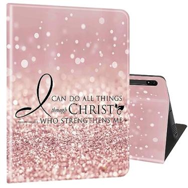 Imagem de Capa para Samsung Galaxy Tab S8 Plus 2022/S7 FE 2021/S7 Plus 2020 31.5 cm, capa completa ultrafina com suporte multiângulo com função despertar/hibernar - rosa Philippians 4-13