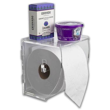 Imagem de Suporte Porta Papel Higiênico De Parede Acrílico Transparente Premium Suporte Papeleira...