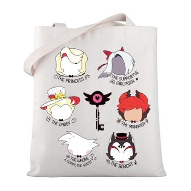 Imagem de WSNANG Demon Hotel Sacola Hazbin Anime Merch Personagens Desenhos Animados Presente Bolsa de Ombro Animação Escura Presente Amante, Hazbin Tb, Large