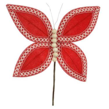 Imagem de Borboleta aveludado vermelho 25cm florarte - Flor Arte