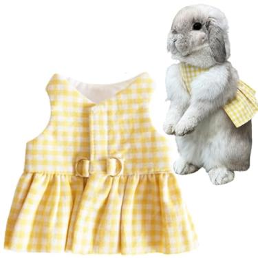 Imagem de Lindo vestido xadrez coelho coelho fofo animal pequeno porquinho-da-índia chinchila furão roupa para hamster furão rato porquinho da índia gato gatinho (versão sem mangas, P)