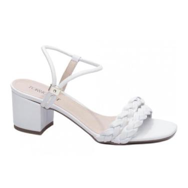 Imagem de Saltinho Sandália Feminina Torricella Sapato Salto Baixo Branco,  34, 