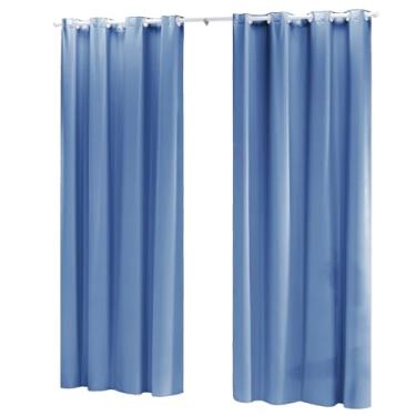 Imagem de Cortina Blackout PVC (Plástico) Decorativa Corta Luz 100% 2,80M x 1,80M de Porta Janela com Ilhós (AZUL BEBE)