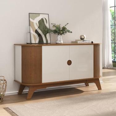 Imagem de Buffet 2 portas Cantos arredondados Puxador Design VIVALDI Cor Cinamomo/Off white - Artely