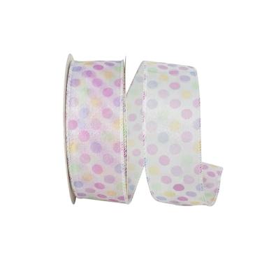 Imagem de Reliant Ribbon Fita de borda com fio transparente de bolinhas pastel multicoloridas, lavanda