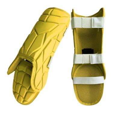 Imagem de simhoa Protetores de pernas de beisebol ajustáveis ​​para adultos, caneleiras leves e versáteis para treinamento, Amarelo