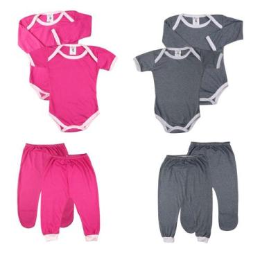 Imagem de Body Mijao Roupas Bebe Moletinho Kit 4 pcs Maternidade - Taya Baby, Ro