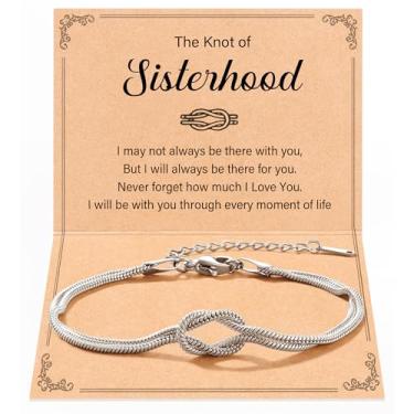 Imagem de Tarsus Pulseira com nó de amor, irmãs, aniversário, Natal, presentes para irmãs, average, Aço inoxidável, Sem Pedra Preciosa