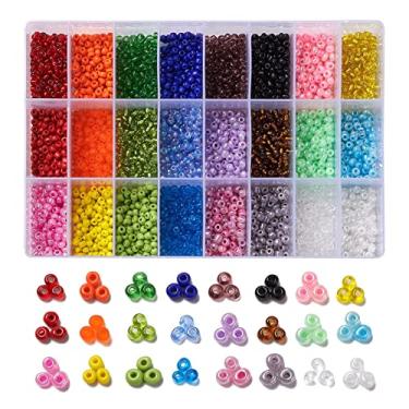 Imagem de Spritewelry 3 mm 8/0 contas de semente de vidro 24 cores pequenas contas artesanais kit de contas de pônei para pulseiras faça você mesmo, colar, joias