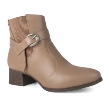 Imagem de Bota Feminina Fivela Elástico Couro Dakota -Nude