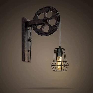 Imagem de HOSETEON T Indurial Retro Lift Pulley Iron Metal American Creative Adjuable Antique Iron Vintage Wall Sconce Light Bar Dection Lanterna de parede