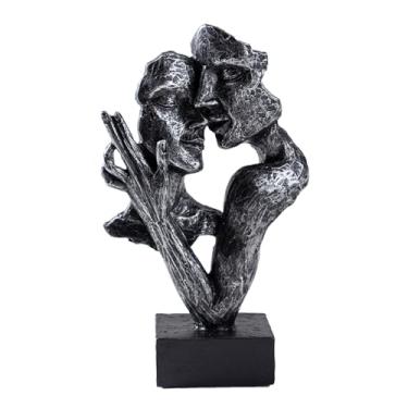Imagem de Escultura de beijo de casais de resina, estátua abstrata de casal para decoração de casa, casamento, estatuetas modernas de casal para mesa de cabeceira e prateleira de cômoda, escultura abstrata para
