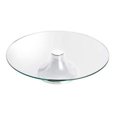 Imagem de Prato De Bolo E Doces De Vidro Com Pedestal Em Aço Inox 30Cm - Wincy, 