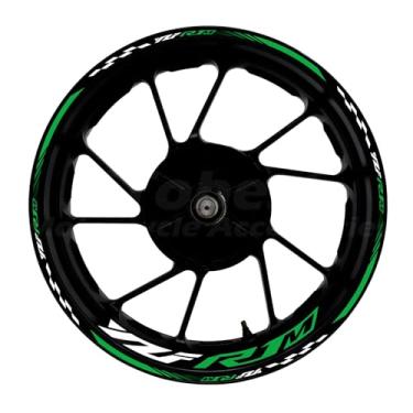 Imagem de Awonderful Kit de listras refletivas para motocicleta, adesivos de aro de roda de vinil compatíveis com Yamaha YZF1000 R1M 2020-2024 (verde)