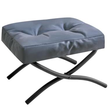 Imagem de IBUYKE Banco de apoio para os pés dobrável de 30 cm A, banquinho retangular pequeno para cadeira preguiçosa, descanso de pés moderno e portátil para sala de estar e quarto, azul WBD020BU