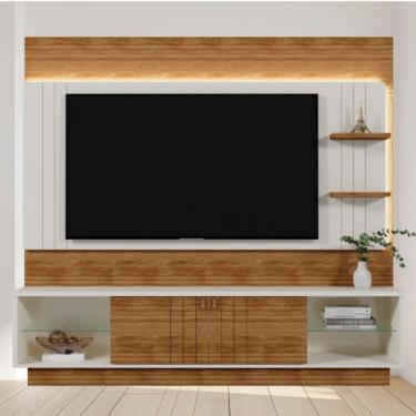 Imagem de Painel Frisado para TV até 65 Polegadas com LED 2 Portas de Correr Guaiba Mobler