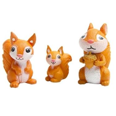 Imagem de Haohaiblooms Lindo conjunto de estatuetas de família de esquilo - Ornamento de fada de jardim em miniatura para decoração de casa faça você mesmo, acessórios de micro paisagem, decoração de artesanato