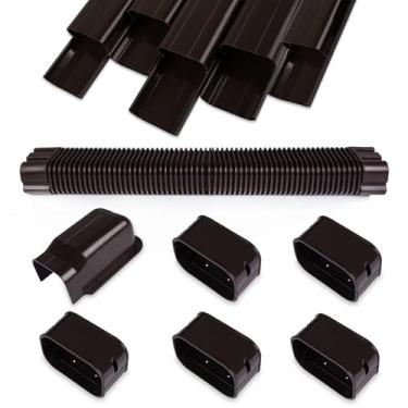 Imagem de MOOITEK Kit de capa de linha de PVC dividido de 10 cm e 3 m, kit de capa decorativa de linha de PVC para sistemas centrais AC e bombas de calor, cobertura de tubulação (3 m, marrom)