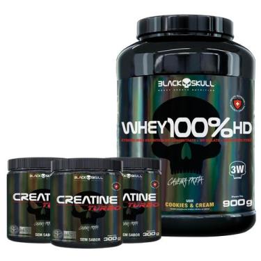 Imagem de Whey 100% hd + 3x creatine turbo - BLACK SKULL, N/A, COOKIES, N/A