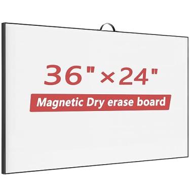 Imagem de Quadro branco apagável a seco 59,9 cm x 90 cm quadro branco portátil de alumínio com suporte quadro magnético para escritório, casa, cozinha, escola (BB-Alu-BK-6090)