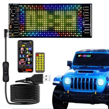 Imagem de Luzes LED para carro, tiras de olho do diabo para caminhão/SUV, controle remoto e aplicativo Bluetooth, padrões dinâmicos personalizados, alimentado por USB (17 x 7 cm)
