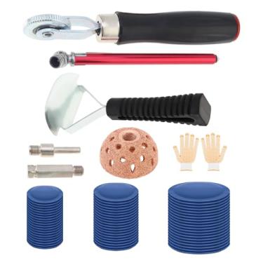 Imagem de Windance Kit de reparo de pneu para moagem, rolo de remendo de revestimento interno de roda de polimento de 42 mm 60 peças de trinco de borracha (32/42/58 mm) medidor de pressão de pneu lápis para