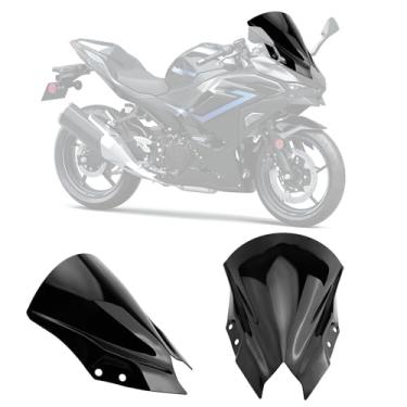 Imagem de Acessório de pára-brisas de 38 cm adequado para Kawasaki Ninja 500 e Ninja 500se PSLER 2024 2025 Para-brisa de camada dupla, capa protetora de defletor e carenagem (preto)