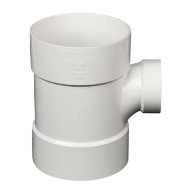 Imagem de T redutor sanitário de PVC DWV de 10 x 10 x 5 cm para drenagem de resíduos e ventilação, acessórios de tubo de PVC para tubo de encanamento branco (10 cm a 10 cm a 5 polegadas)