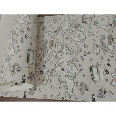 Imagem de Papel De Parede Infantil Mapa Cinza