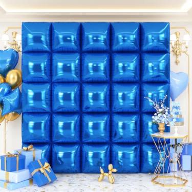 Imagem de OTLGEUA Balões de parede quadrados azuis 25 peças kit de arco de túnel de balão azul escuro dupla face para aniversário, formatura, chá de bebê, decorações de festa