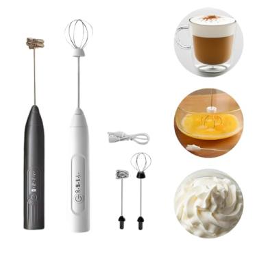 Imagem de Mixer Misturador De Bebidas Batedor De Ovos Fuê Aço Inoxidável Portátil Recarregável USB Com Cabo Incluído Espuma De Leite Latte Cappucino Peças Removíveis Qualidade Premium Resistente