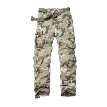 Imagem de OCANXUE Calça cargo masculina à prova d'água, camuflada, para trabalho, ajuste relaxado, ripstop, com 8 bolsos, sem cinto, Cp Camo, 30