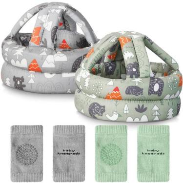 Imagem de Conjunto de capacetes de segurança Geyoga para bebês com joelheiras, p