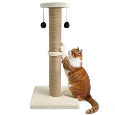 Imagem de Poste arranhador para gatos, 81 cm de altura para uso interno com 2 bolas para gatos médios e grandes