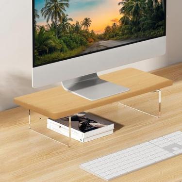 Imagem de SRTFINE Suporte De Monitor 2,16/3,34 Polegadas, 2 Ajustes Altura, Acrílico Com Ferramenta Instalação, Acessórios Organizadores Mesa, Armazenamento Para Mesa Escritório, Tela/Pc/Impressora/Laptop, 7,